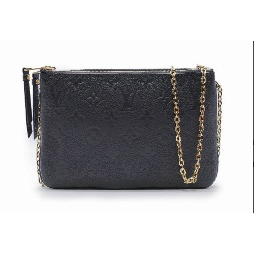 Louis Vuitton Pochette Double Zip Monogram Imprint Black